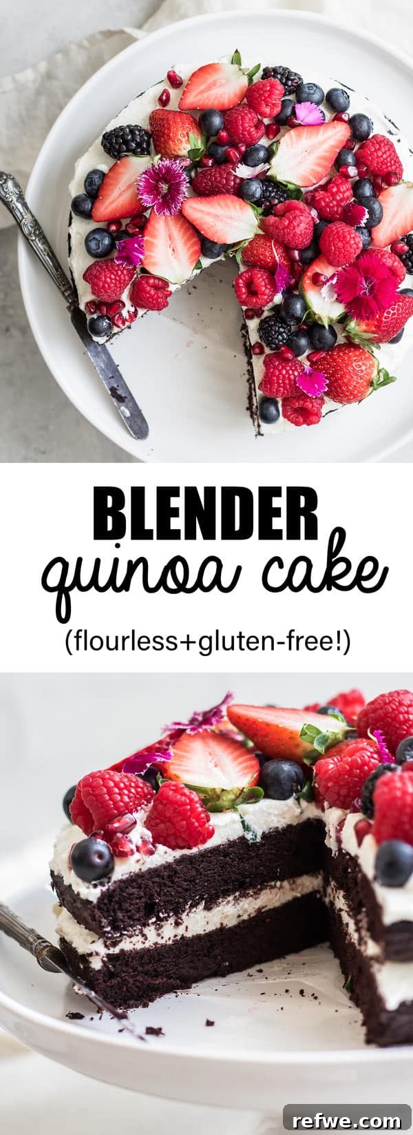 Blender Chocolate Quinoa Delight 7 This blender chocolate quinoa cake is a delicious gluten-free cake that is made completely in your blender!