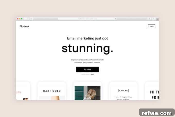 The Recipe for a Successful Food Blog Launch 6 Screenshot of Flodesk email marketing platform interface with beautiful templates