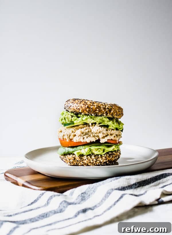 Smashed Avocado & Chickpea Sandwich 6 avocado smash and chickpea salad layers