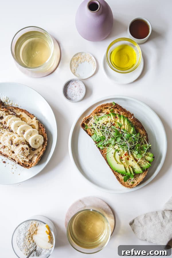 Savoring Serenity A Yogi's Approach to Food 3 Yogic plant-based meal - sourdough toast, avocado, chia pudding, green tea