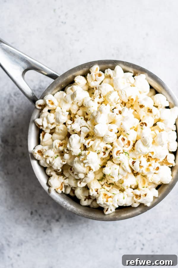 Salted Margarita Popcorn Perfection 3 Salted margarita popcorn - a closer look at the popcorn kernels with sea salt and lime