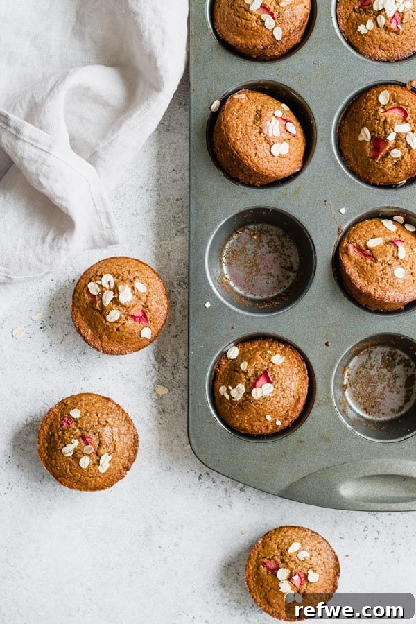 rhubarb oat bran muffins