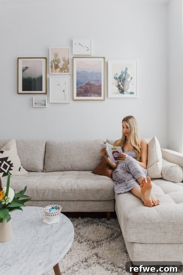 Stylish Sven sofa with a bolster cushion in a modern living room