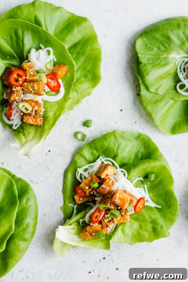 Zesty Sweet Chili Vegan Lettuce Wraps 3 sweet chili vegan lettuce wraps