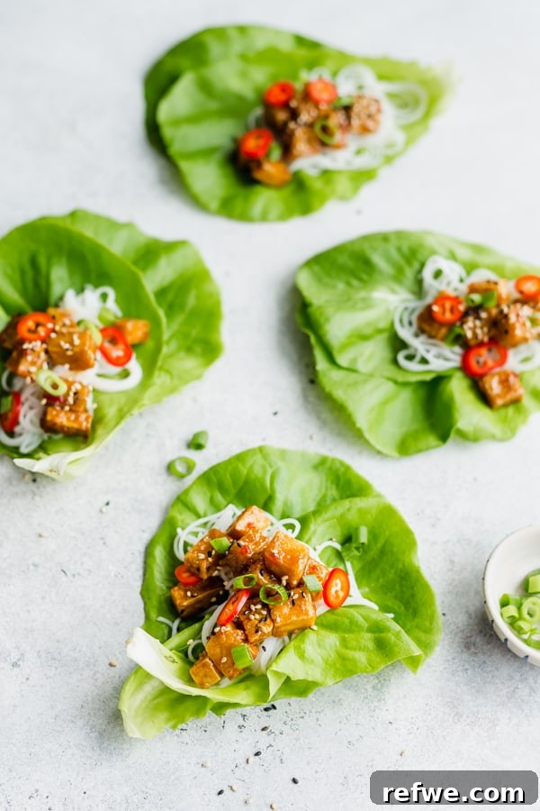 Zesty Sweet Chili Vegan Lettuce Wraps 6 sweet chili vegan lettuce wraps
