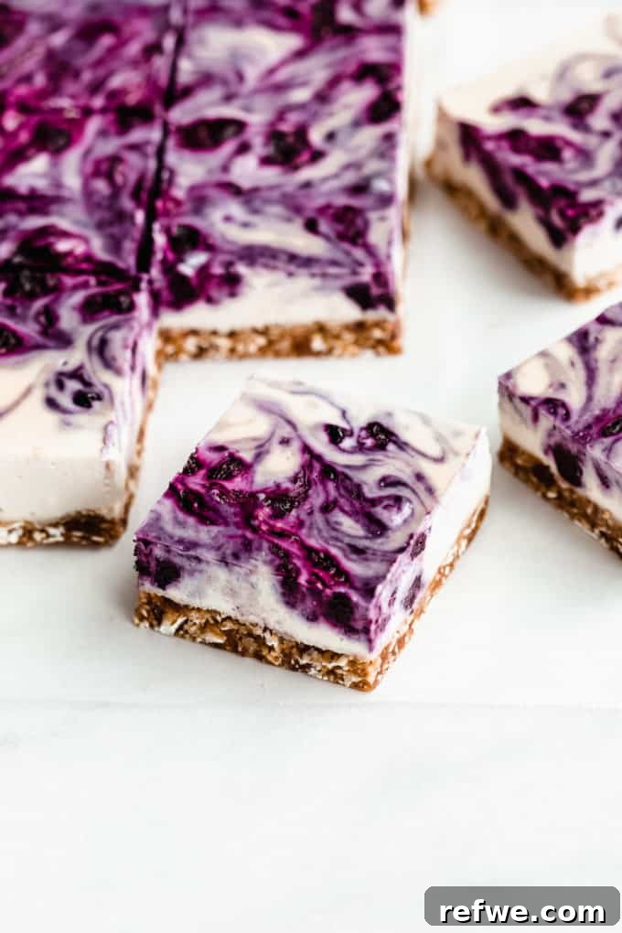 Dairy-Free Blueberry Bliss 13 A vegan blueberry cheesecake bar