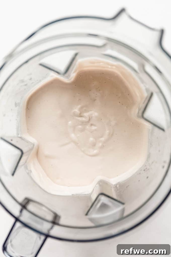 Dairy-Free Blueberry Bliss 7 Vegan cheesecake filling in a blender