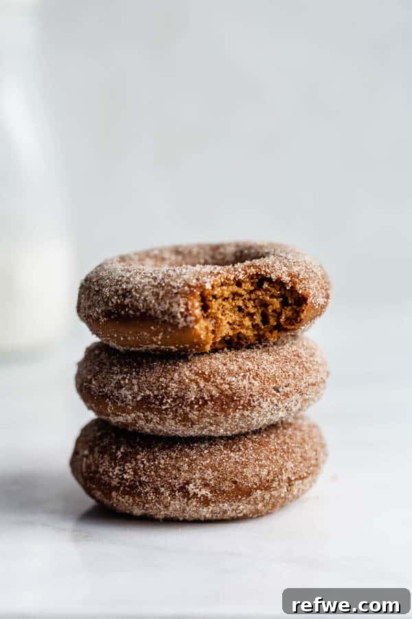 Gingerbread Sugar-Dusted Vegan Donuts 5 Piping vegan gingerbread donut batter into a donut pan