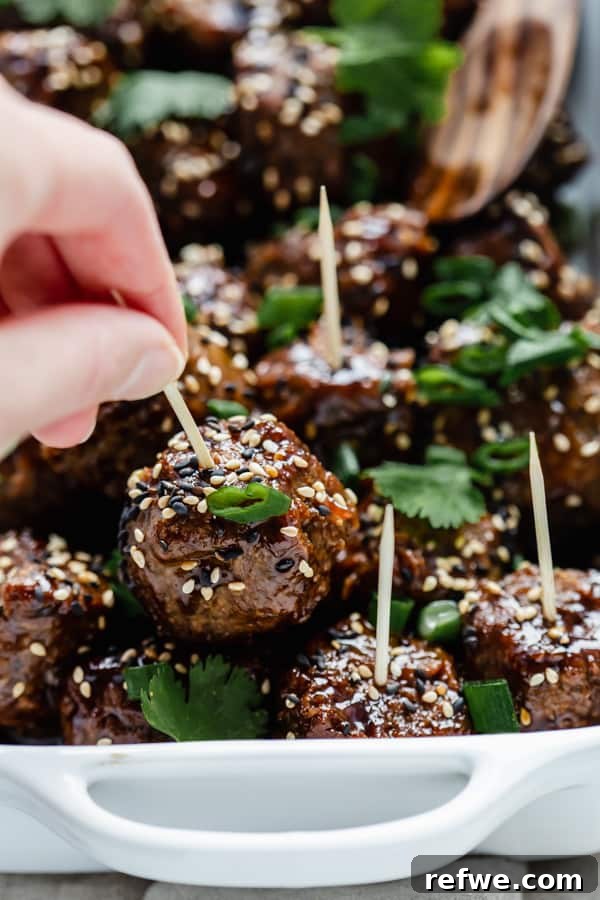 Tangy Glazed Vegan Meatballs 6 Serving dish of plant-based sweet and sour meatballs