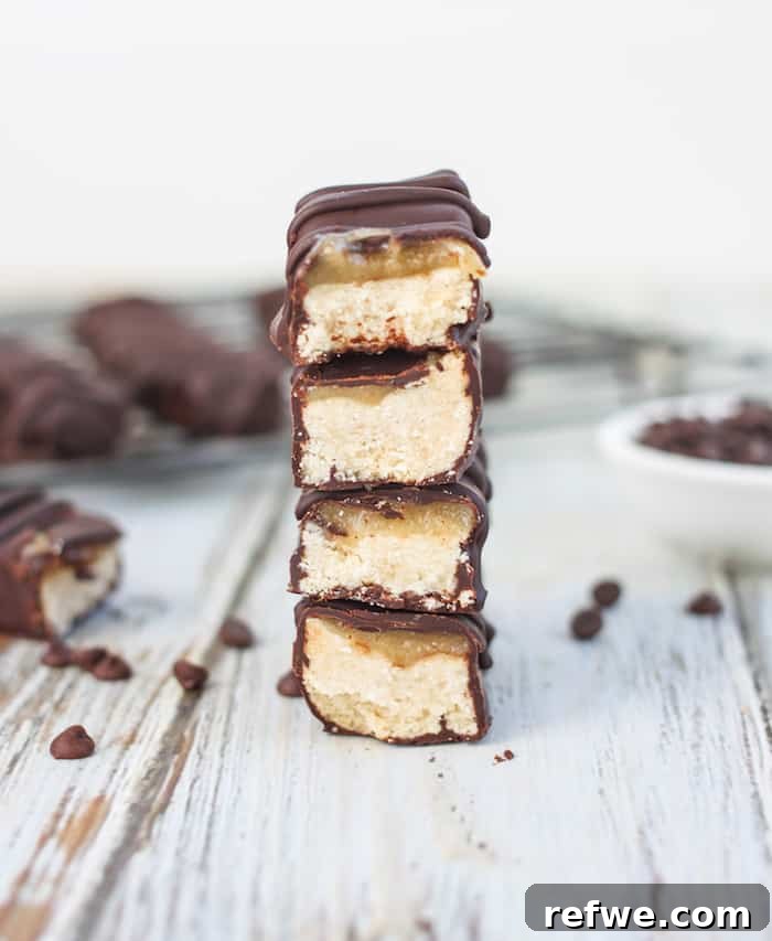 Delicious Healthy Vegan Twix Bars with three distinct layers