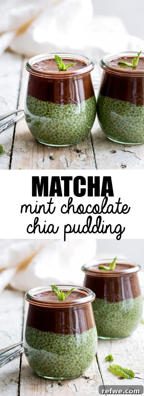Refreshing Mint Chocolate Matcha Chia Pudding 6 This matcha mint chocolate chia pudding is a healthy recipe that is loaded with good for you matcha powder! Enjoy it for breakfast, a snack or dessert!