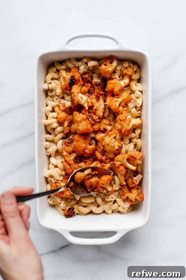 Blazin' Buffalo Vegan Cauli Mac 4 vegan buffalo cauliflower mac and cheese