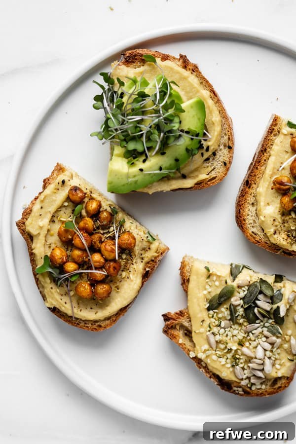 hummus toast 3 ways - final presentation