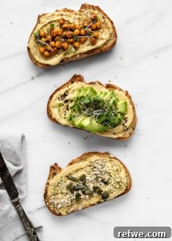 hummus toast 3 ways