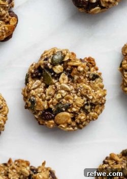 The healthiest breakfast cookies, a top-down view of a stack, showcasing their wholesome appeal.