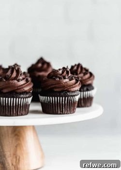 Delicious vegan triple chocolate cupcakes with rich frosting and sprinkles