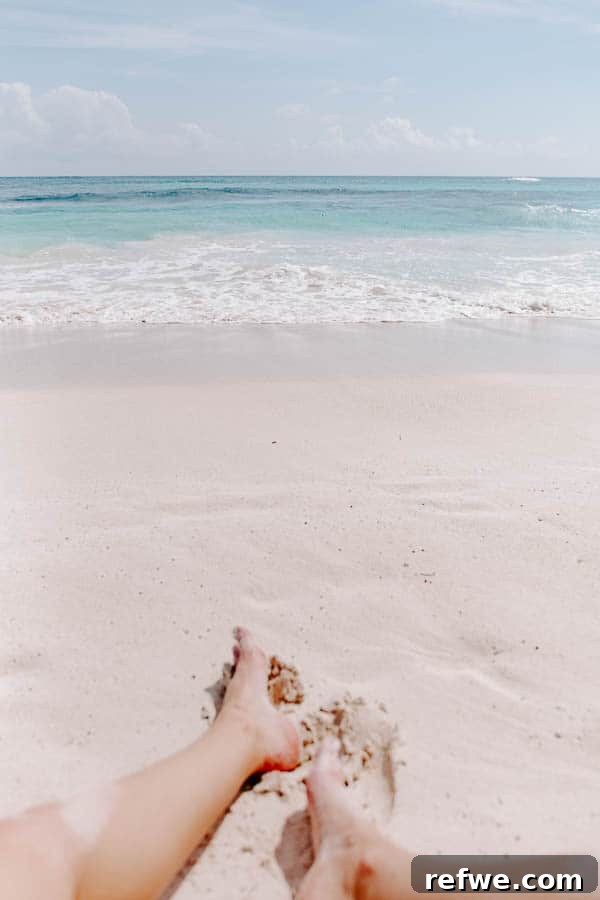 Tulum's Gastronomic Gems: A Foodie's Journey 37 The serene and inviting beach in Tulum, Mexico, with clear blue waters
