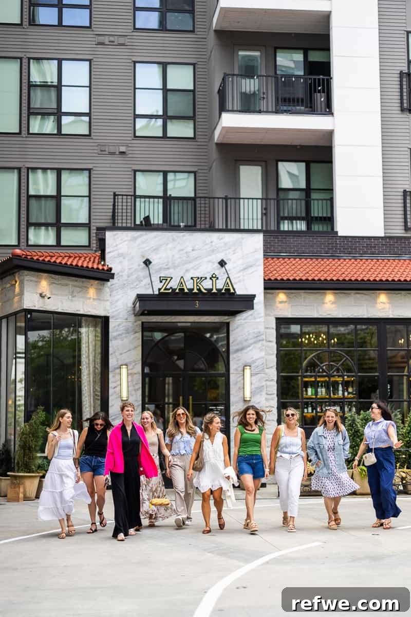 Fresh Air Retreat Recap: Highlights from Atlanta, GA 8 girls walking out of a restaurant.