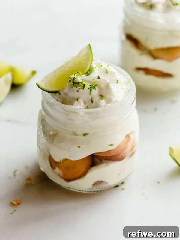 Mini Key Lime Pie Pudding Jars with Greek Yogurt 10 Key lime pie jar close-up