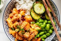Bang Bang Chicken Bowl Recipe with Spicy Cucumber Salad