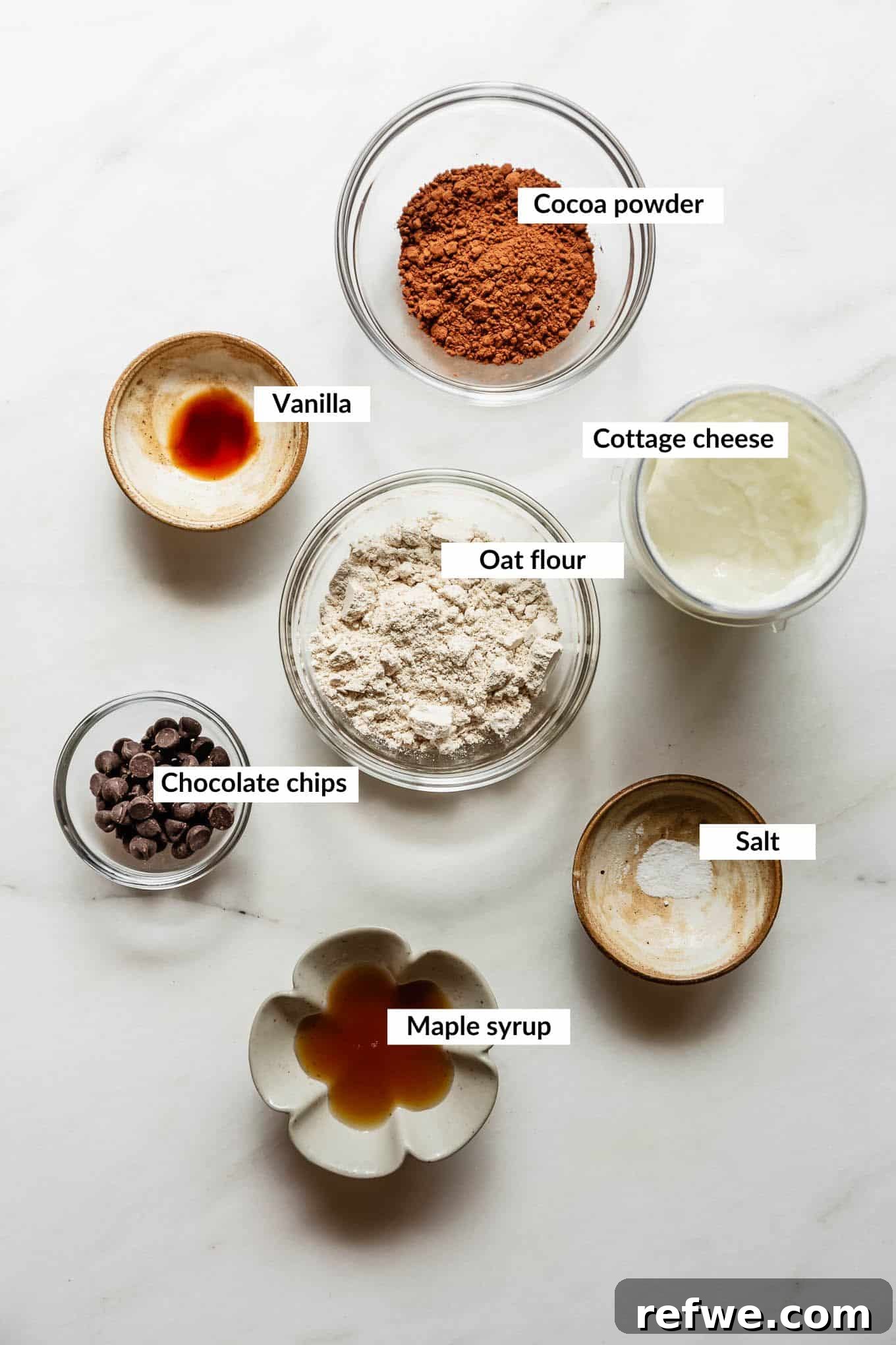 Cottage Cheese Brownie Batter Recipe 4 ingredients for Cottage cheese brownie batter.