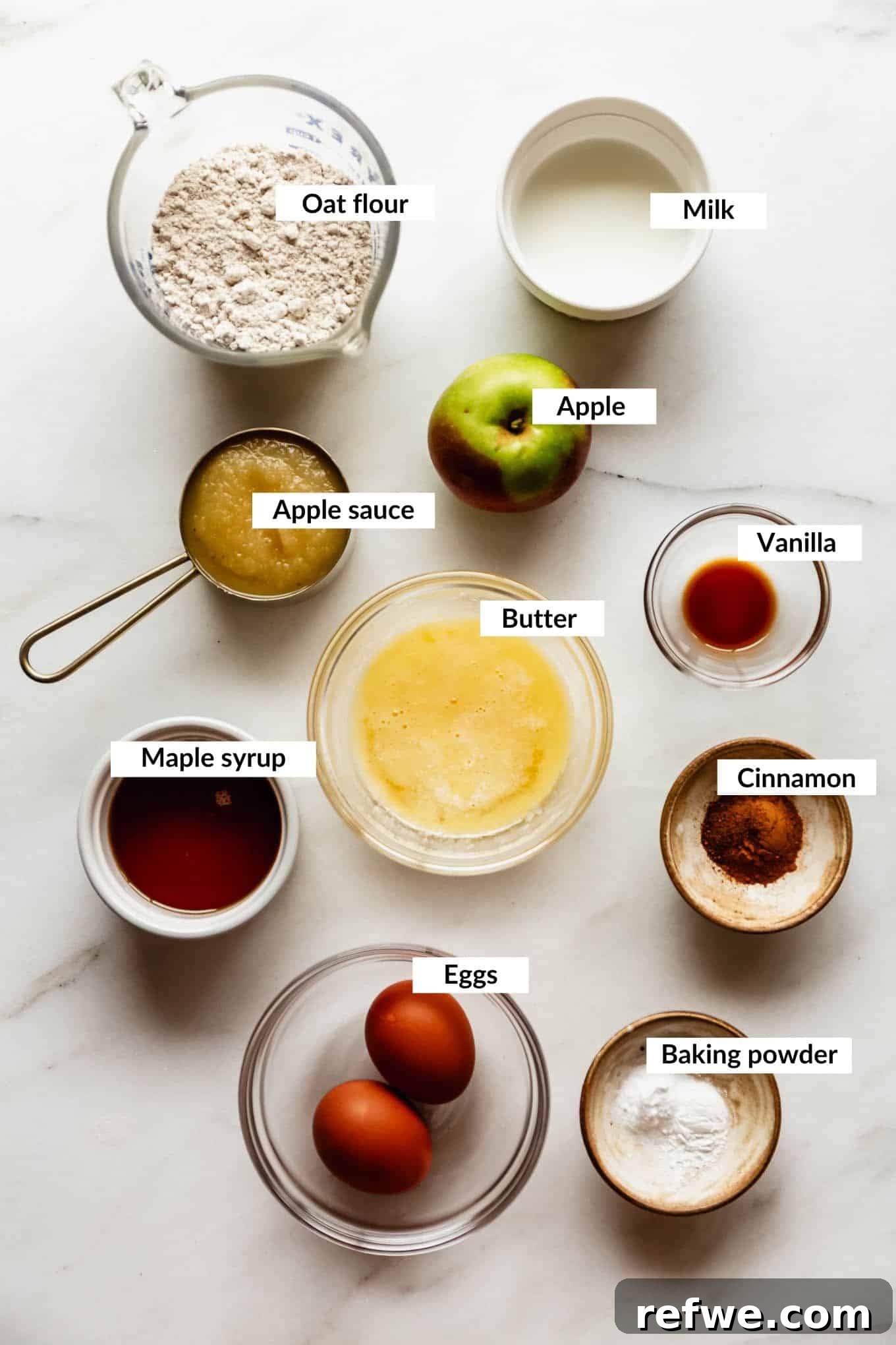 Apple Pie Baked Oats Recipe with Cinnamon 3 Ingredients for apple pie baked oats.