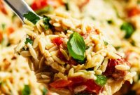 Creamy Baked Feta Orzo with Cherry Tomatoes and Spinach